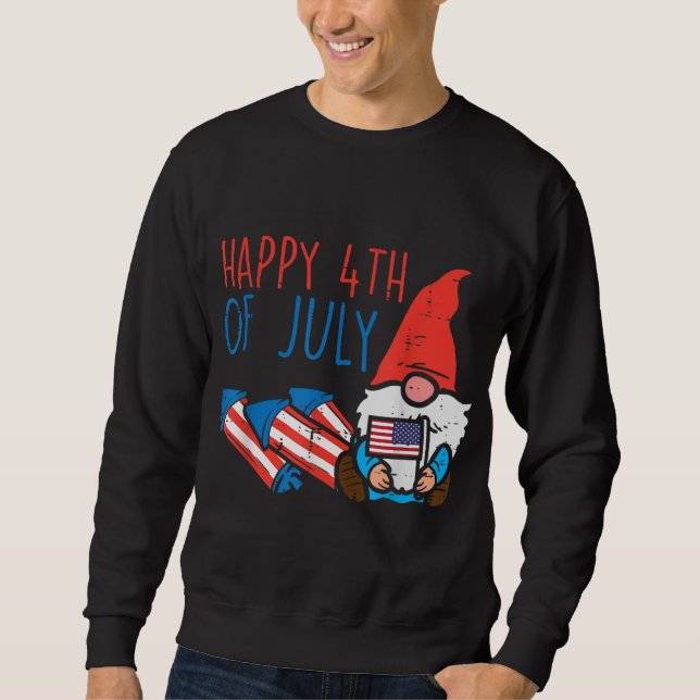Sudadera Bandera Nordic Gnome Estados Unidos Feliz 4 De Jul (Anverso)