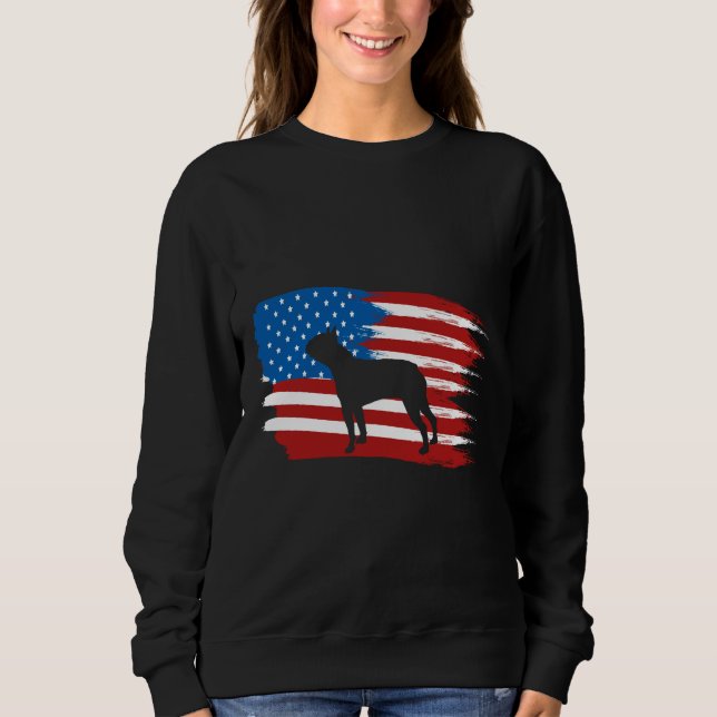 Sudadera Bandera norteamericana de Boston patriótica perro  (Anverso)