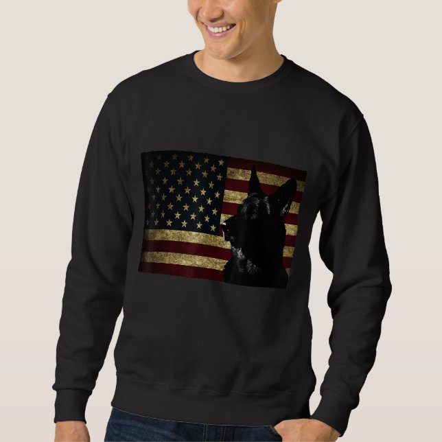 Sudadera Bandera norteamericana de pastor alemán negro 4 de (Anverso)
