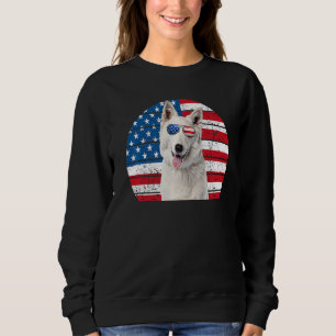 Sudadera Bandera Norteamericana Del Pastor Alemán Blanco 4 
