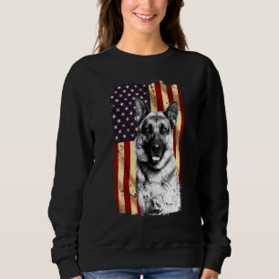 Sudadera Bandera Norteamericana del Pastor Alemán Patriótic