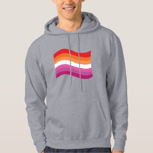 Sudadera Bandera ondulada del Orgullo del Atardecer Lesbian