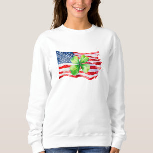 Sudadera Bandera orgullosa irlandesa americana Trébol de 4