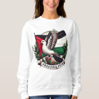 Bandera palestina libre, pichón sostiene hoja de o