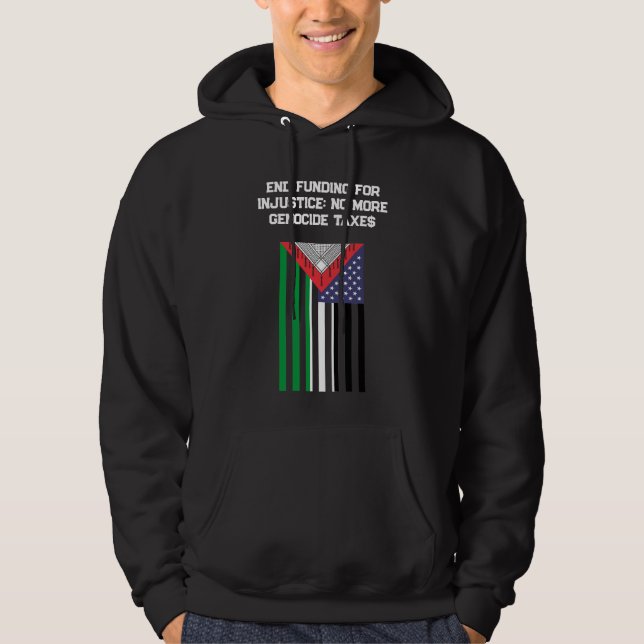 Sudadera Bandera palestino-estadounidense - Detengan los ge (Anverso)