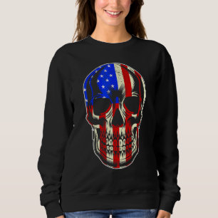 Sudadera Bandera Patriótica Americana con Cráneo para Hombr