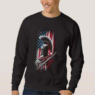 Sudadera Bandera Patriótica Casco Espartano Estadounidense