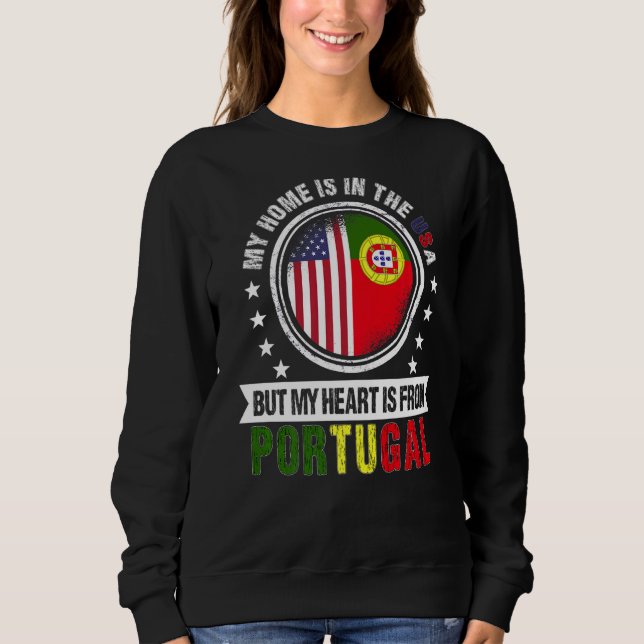 Sudadera Bandera portuguesa estadounidense Corazón Portgual (Anverso)