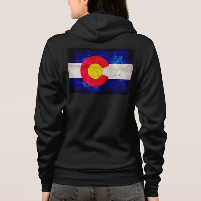 Sudadera Bandera resistida del estado de Colorado del (Reverso)