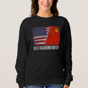 Sudadera Bandera Retro Americana Bandera China Mejor Abuela