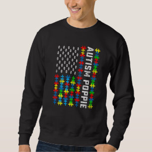 Sudadera Bandera Retro Conciencia Autismo Usa Poppie Apoyo