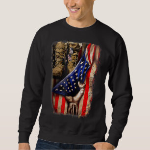 Sudadera Bandera Retro De Eeuu Botas De Combate Antiguas Dí