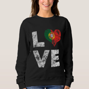Sudadera Bandera Retro de Portugal Corazón de Amor