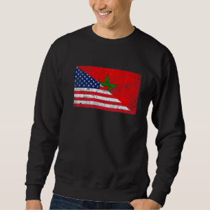 Sudadera Bandera retro estadounidense y bandera marroquí pa