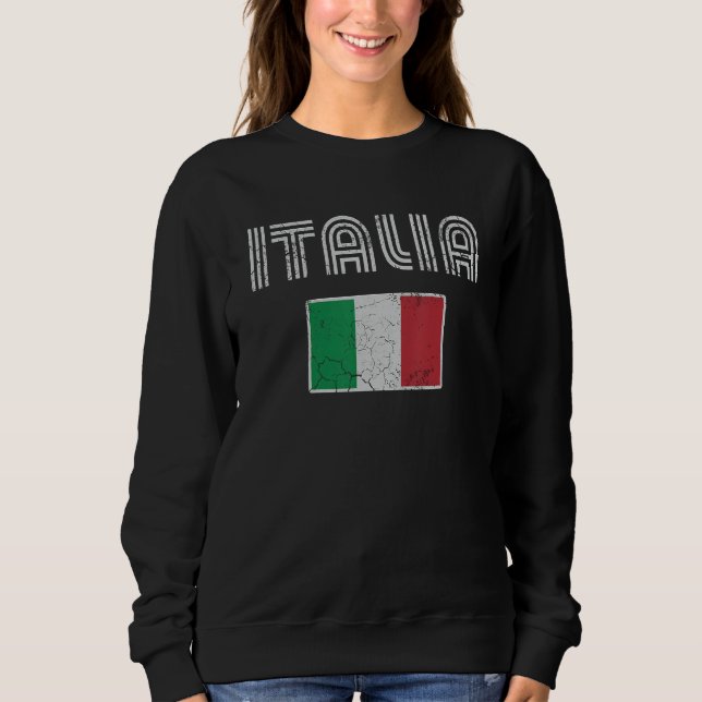 Sudadera Bandera retro Italia Italiano Italiano Amor Fami (Anverso)