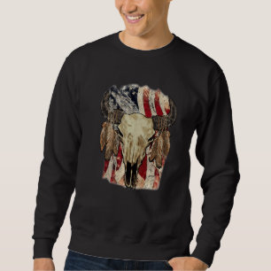 Sudadera Bandera Retro Us Boho Cráneo Occidental Vaquera Pa