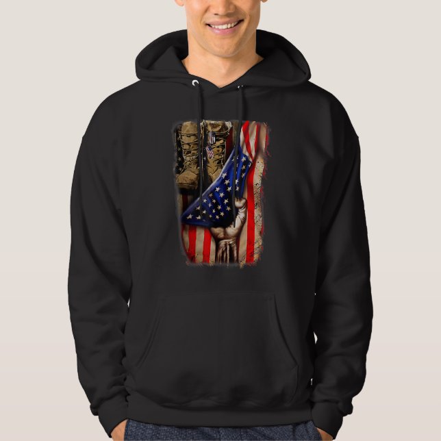 Sudadera Bandera Retro Uu Boots de combate antiguos Día de  (Anverso)
