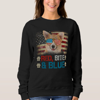 Sudadera Bandera Roja Y Azul Corgi Perro Americano Bandera 
