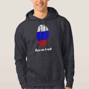 Sudadera Bandera rusa de la huella dactilar del tacto