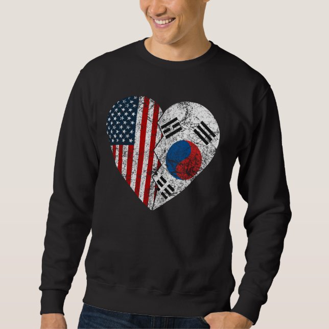Sudadera Bandera surcoreana norteamericana corazón a Estado (Anverso)