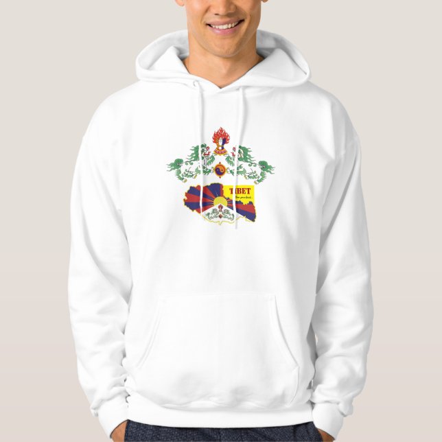 Sudadera Bandera tibetana y tibetana, leones de nieve, mapa (Anverso)