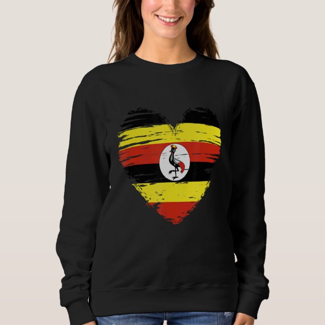 Sudadera Bandera ugandesa del corazón de Uganda Orgullo uga (Anverso)