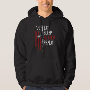 Sudadera Bandera Usa Ar15 De Eat Sleep Pew Repeat Gun Dueño