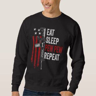 Sudadera Bandera Usa Ar15 De Eat Sleep Pew Repeat Gun Dueño