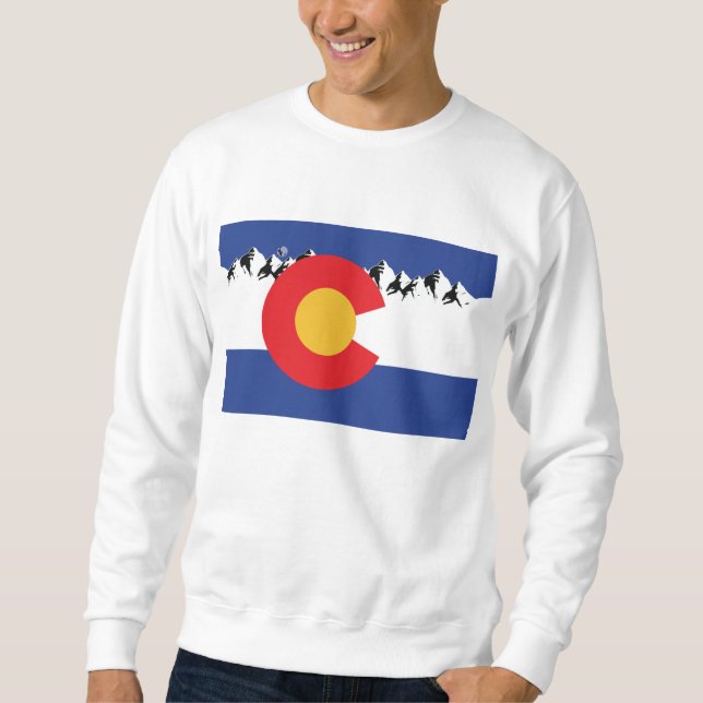 Sudadera Bandera y montañas de Colorado (Anverso)