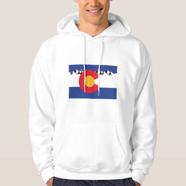 Sudadera Bandera y montañas de Colorado (Anverso)