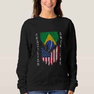 Sudadera Banderas brasileñas norteamericanas arrancadas de