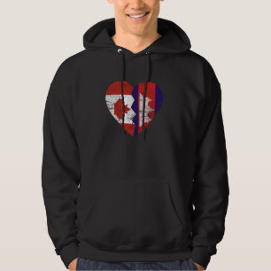 Sudadera Banderas camboyanas canadienses corazón de Canadá 