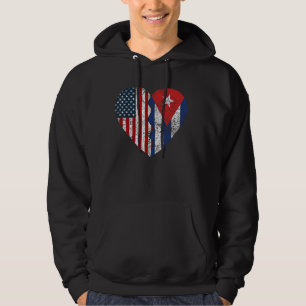 Sudadera Banderas cubanoamericanas corazón de la raíz de Cu