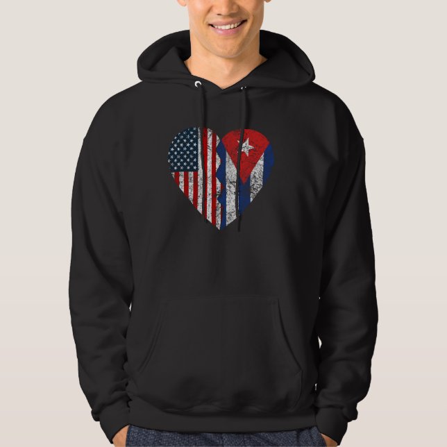 Sudadera Banderas cubanoamericanas corazón de la raíz de Cu (Anverso)