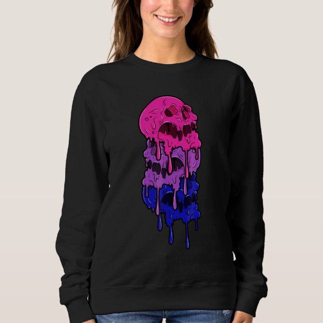 Sudadera Banderas de bisexualidad de calaveras goteando Ban (Anverso)