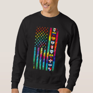 Sudadera Banderas del Mes de la Herencia Hispana Tie Dye Or