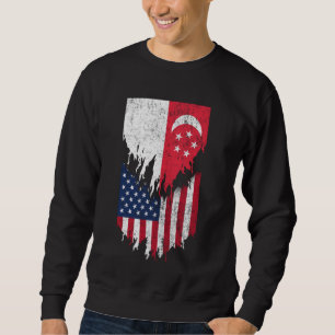 Sudadera Banderas estadounidenses de Singapur destrozadas e