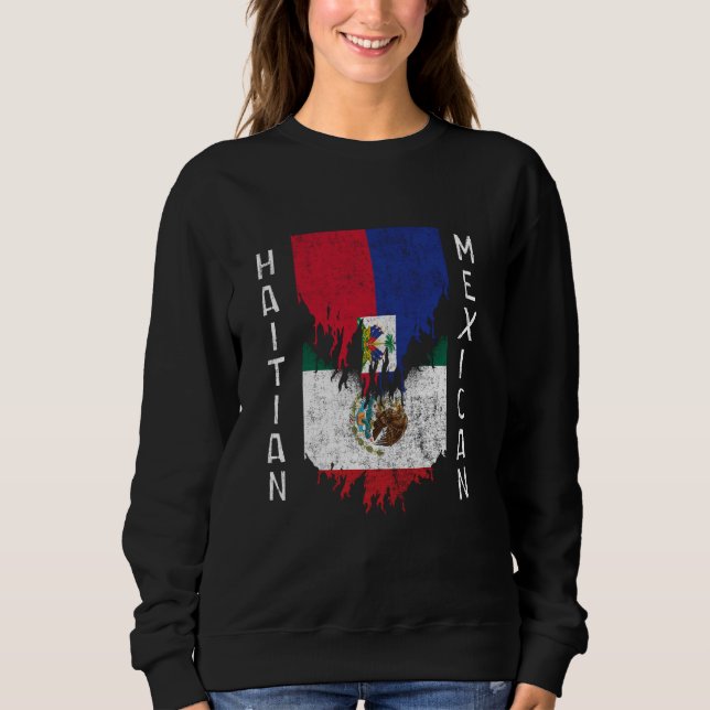 Sudadera Banderas haitianas mexicanas arrancaron Haití Méxi (Anverso)