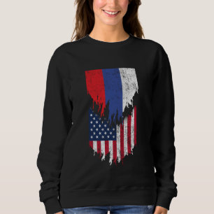 Sudadera Banderas rusoamericanas arrancadas de Rusia