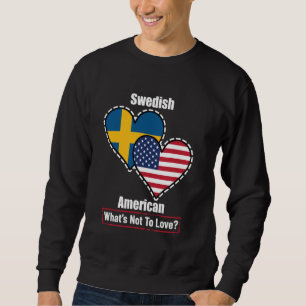 Sudadera Banderas suecas estadounidenses de corazón que no 