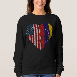 Sudadera Banderas venezolanas norteamericanas corazón de ve
