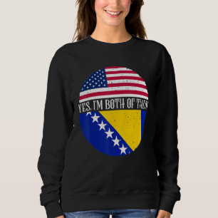 Sudadera Banderas Vintage de EE. UU. Y Bosnia  Sí, soy amba