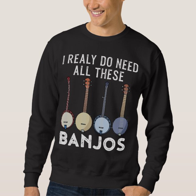 Sudadera Banjo de música del país del banjo negro Banjo fue (Anverso)