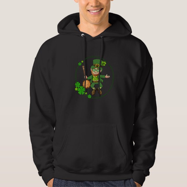 Sudadera Banjo Leprechaun St Patricks Day Banjo Player Iris (Anverso)