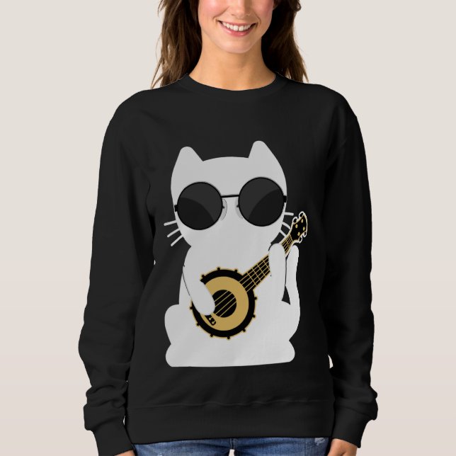 Sudadera Banjo Player Cat Banjo  Banjoist Banjo (Anverso)