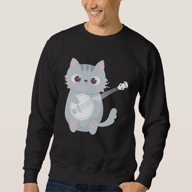 Sudadera Banjo Player Cat Banjo  Banjoist Banjo  1 (Anverso)