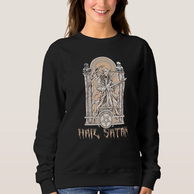 Sudadera Baphomet Toca Guitarra Eléctrica Salve Satanás Dia (Anverso)