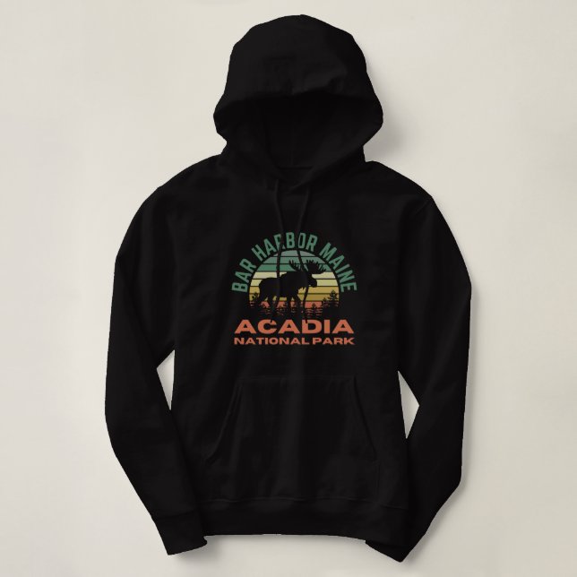 Sudadera Bar Harbour Maine Acadia Parque Nacional Moose Ret (Diseño del anverso)