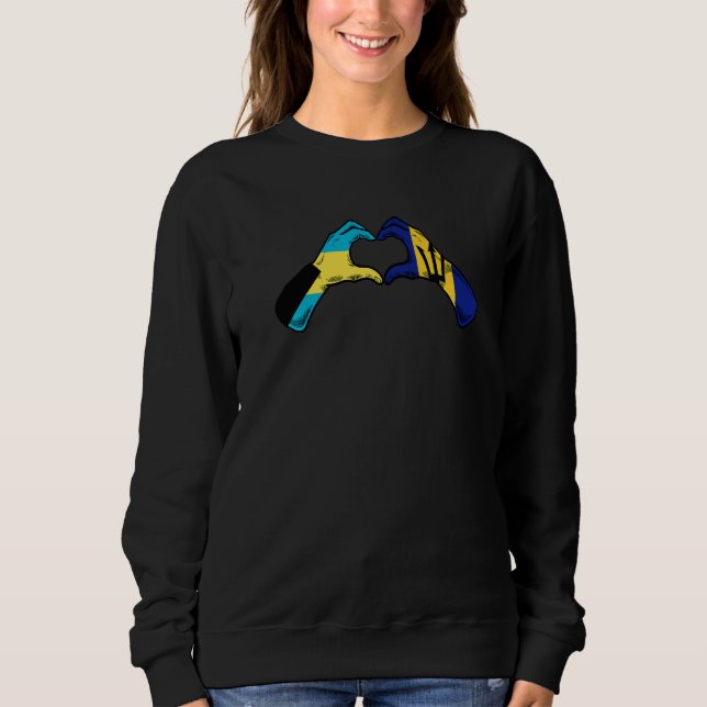 Sudadera Barbados Bahamas Flag Barbadian Bahamians Heart  1 (Anverso)