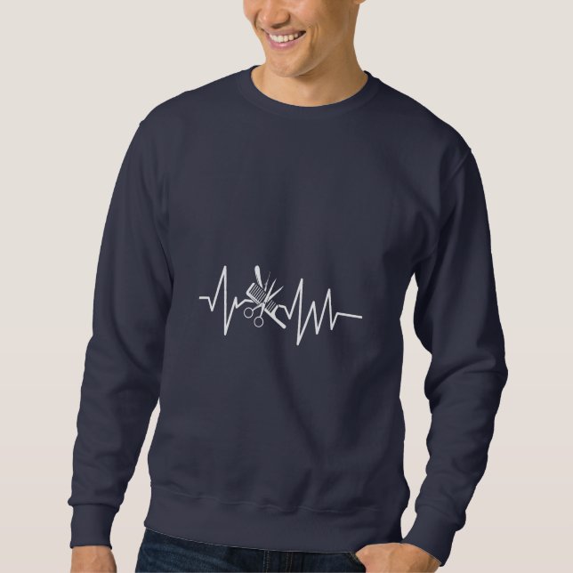 Sudadera Barber Shop - Barber Scissors Comb Heartbeat (Anverso)